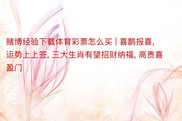 赌博经验下载体育彩票怎么买 | 喜鹊报喜, 运势上上签, 三大生肖有望招财纳福, 高贵喜盈门