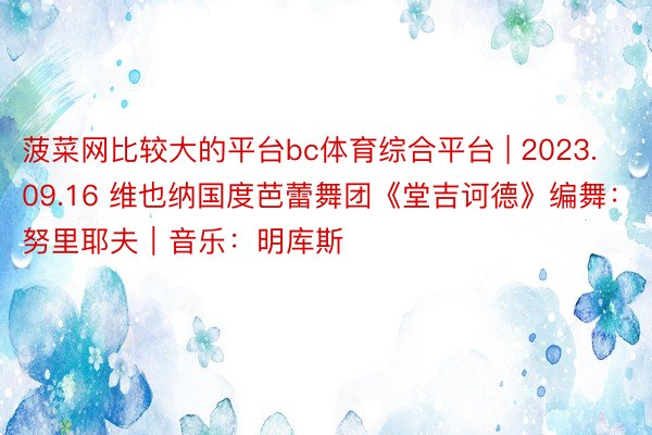 菠菜网比较大的平台bc体育综合平台 | 2023.09.16 维也纳国度芭蕾舞团《堂吉诃德》编舞：努里耶夫｜音乐：明库斯