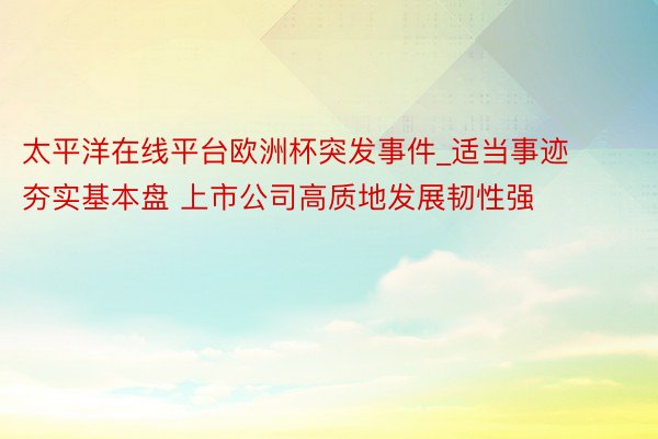 太平洋在线平台欧洲杯突发事件_适当事迹夯实基本盘 上市公司高质地发展韧性强
