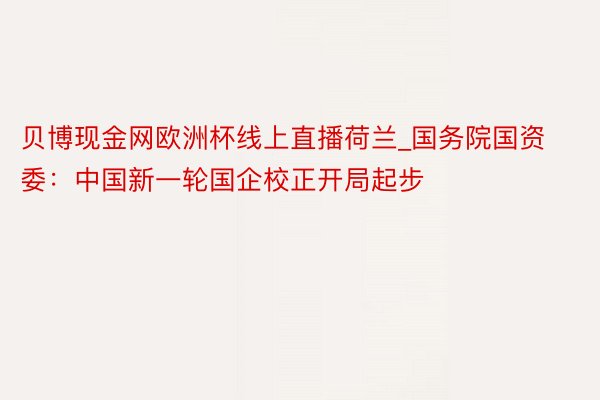 贝博现金网欧洲杯线上直播荷兰_国务院国资委：中国新一轮国企校正开局起步